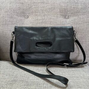 Cynthia Rowley Leather 3-Way Convertible Crossbody Clutch Tote Fold Over Bag